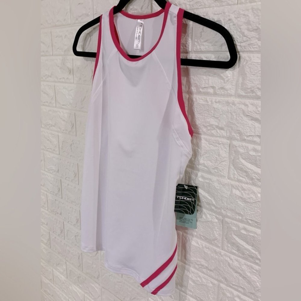 BNWT INPHORM LIGHTWEIGHT TANK | WHITE PINK | UPF SUN PROTECTION MOISTURE WICKING - Picture 5 of 6